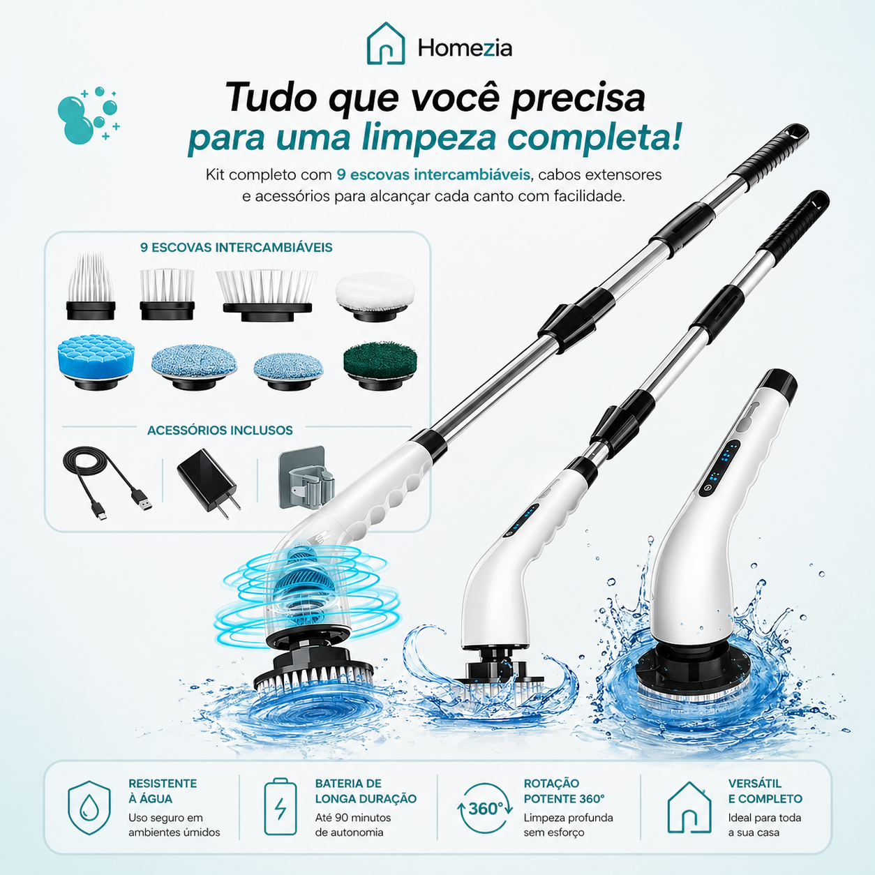 Turbo Clean - Escova Elétrica 9 em 1 - 20 Unidades Disponíveis